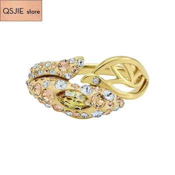

QSJIE High quality SWA new leaf petal shape autumn design inspiration ring