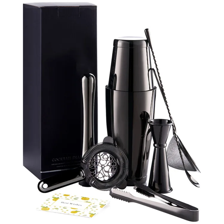 Gloss Set Набор из семи шейкер для коктейлей 304 Нержавеющая сталь Бостон бармен шейкер комплект панели инструментов - Цвет: Gloss Set