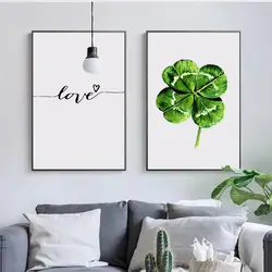 Скандинавское минималистичное настенное искусство картина зеленый лист растение Холст Картина Скандинавское украшение для дома любовь
