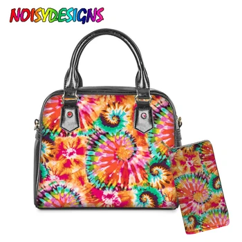 

NOISYDESIGNS Ladies Leather Handbag Tie-Dye Print Tote Messenger Bag Women's Nice Pattern Design Crossbody Bags/Wallets