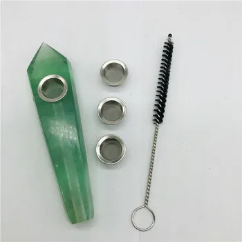 

Natural Crystal Green Fluorite Pipe Crystal Pipe Smoke Pipe Gemstones Natural Crystals gift 2 filter + 1 brush