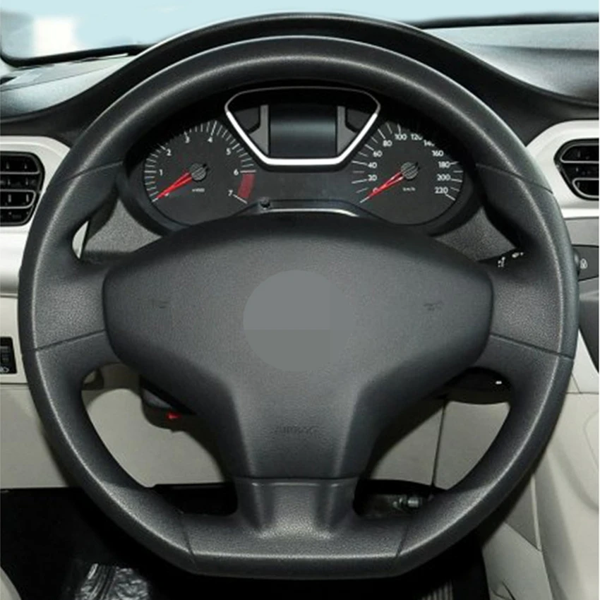 DIYHand Прошитые черные чехлы на рулевое колесо из искусственной кожи для Citroen Elysee C-Elysee Новинка Elysee peugeot 301
