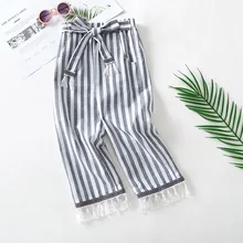 INS/Лидер продаж; детская одежда в европейском и американском стиле; сезон осень; брюки для девочек; повседневные брюки в полоску с завязками для больших мальчиков