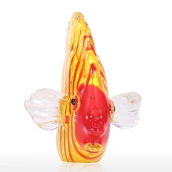 

New Yellow Fish Hand Blown Glass Sculpture Morden Art Glass Sculpture Figurine Home Decoration Accessories for Living Room