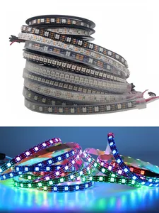 Индивидуально Адресуемая Светодиодная лента RGB WS2812B, 5 в постоянного тока, Светодиодная лента WS2812 с интеллектуальным IC, фонарь, стандарт водо...