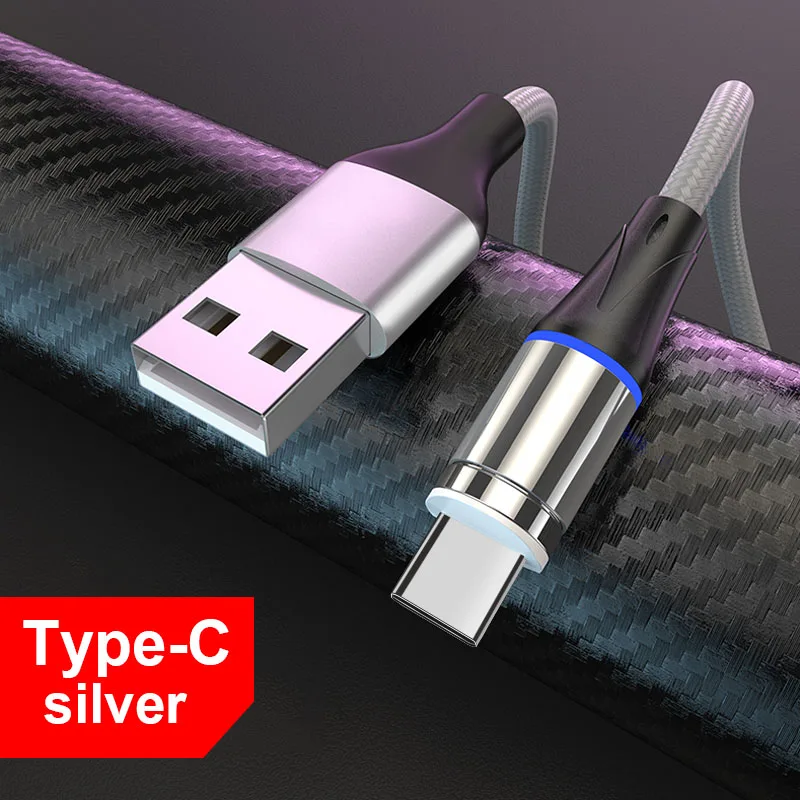 Olaf светодиодный магнитный USB кабель для samsung s9 Xiaomi для iPhone XS X Магнитный штекер и usb type-C кабель и Micro USB кабель для быстрой зарядки - Цвет: For Type C Sliver