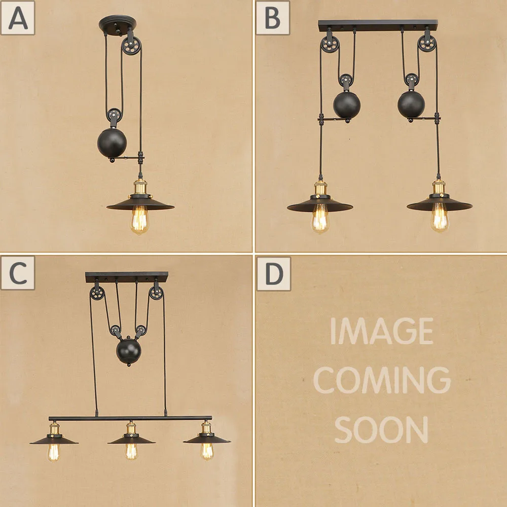Лофт ретро подвесные черные подвесные лампы E27 светодиодный подвесной светильник регулируемый винтажный шкив для гостиной ресторана спальни