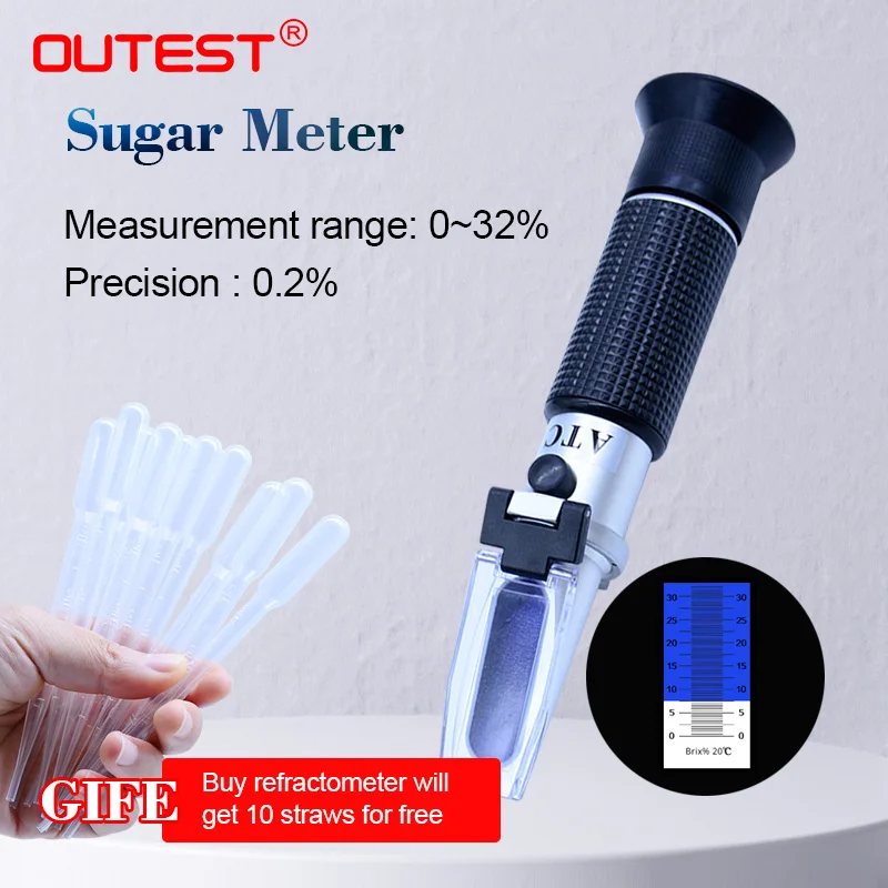 OUTEST Brix Refractometer Sugar meter 032 RHB 32ATC Optical Sugar Food Beverages ATC Content