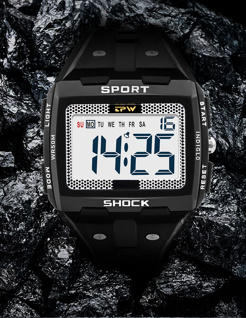 2022 New Big Number Men Watch Multifunction Alarm Clock 5ATM Waterproof Camouflage Sports Digital Wristwatches Relogio Masculino