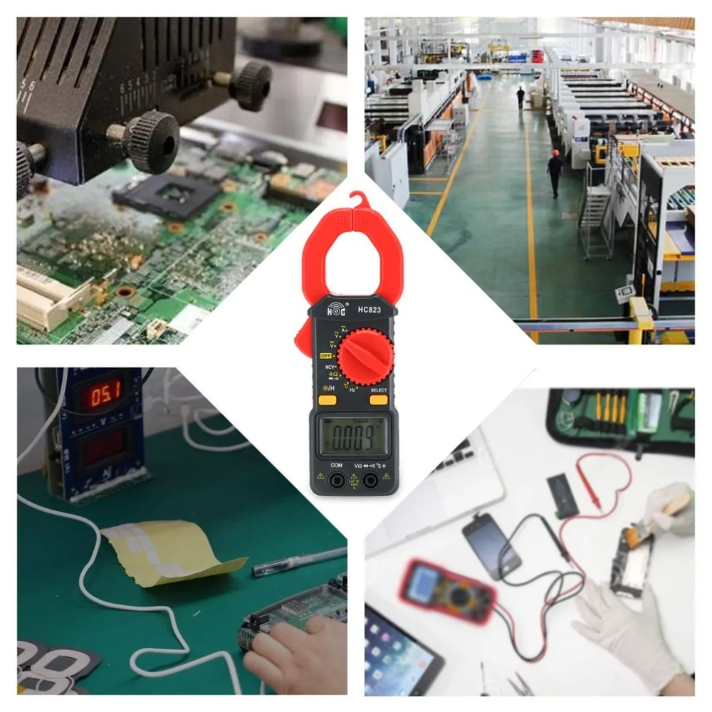 HC823 Digital Clamp Meter Mini Ammeter Clamp Multimeter Small Current Meter Voltage Current Resistance Capacitance Tester