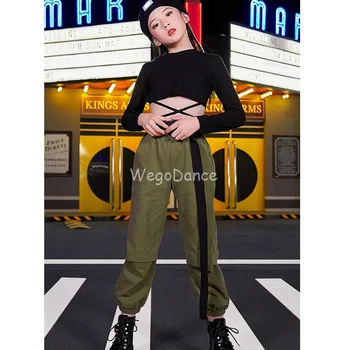 

Kids Jazz Dancewear Catwalk Stage Outfit Children Street Dance Performance Clothing Girls HipHop Long Sleeve Costumes