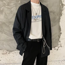 Отправка цепи Мужская модная верхняя одежда Высокое качество блейзеры костюм куртки Западный свободный черный/хаки цвет пальто размера плюс M-XL