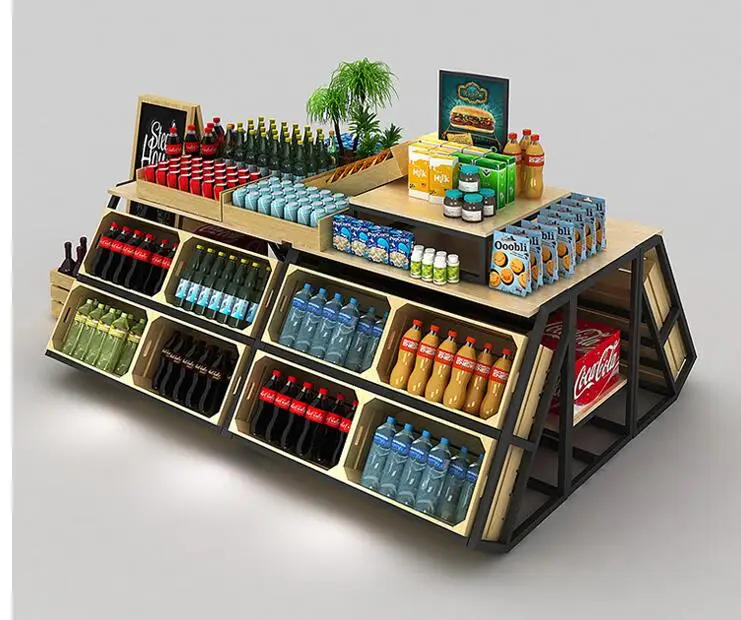 Wine island cabinet display rack water table high and low table food promotion Duitou supermarket shelf