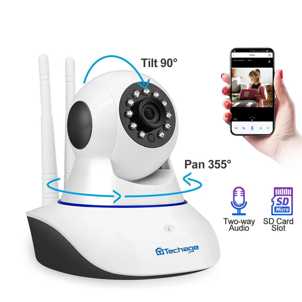

Techage 1080P Wireless IP Camera IR Night Vision Baby Monitor Dome Indoor 2-Way Audio Video CCTV Wifi Security Surveillance
