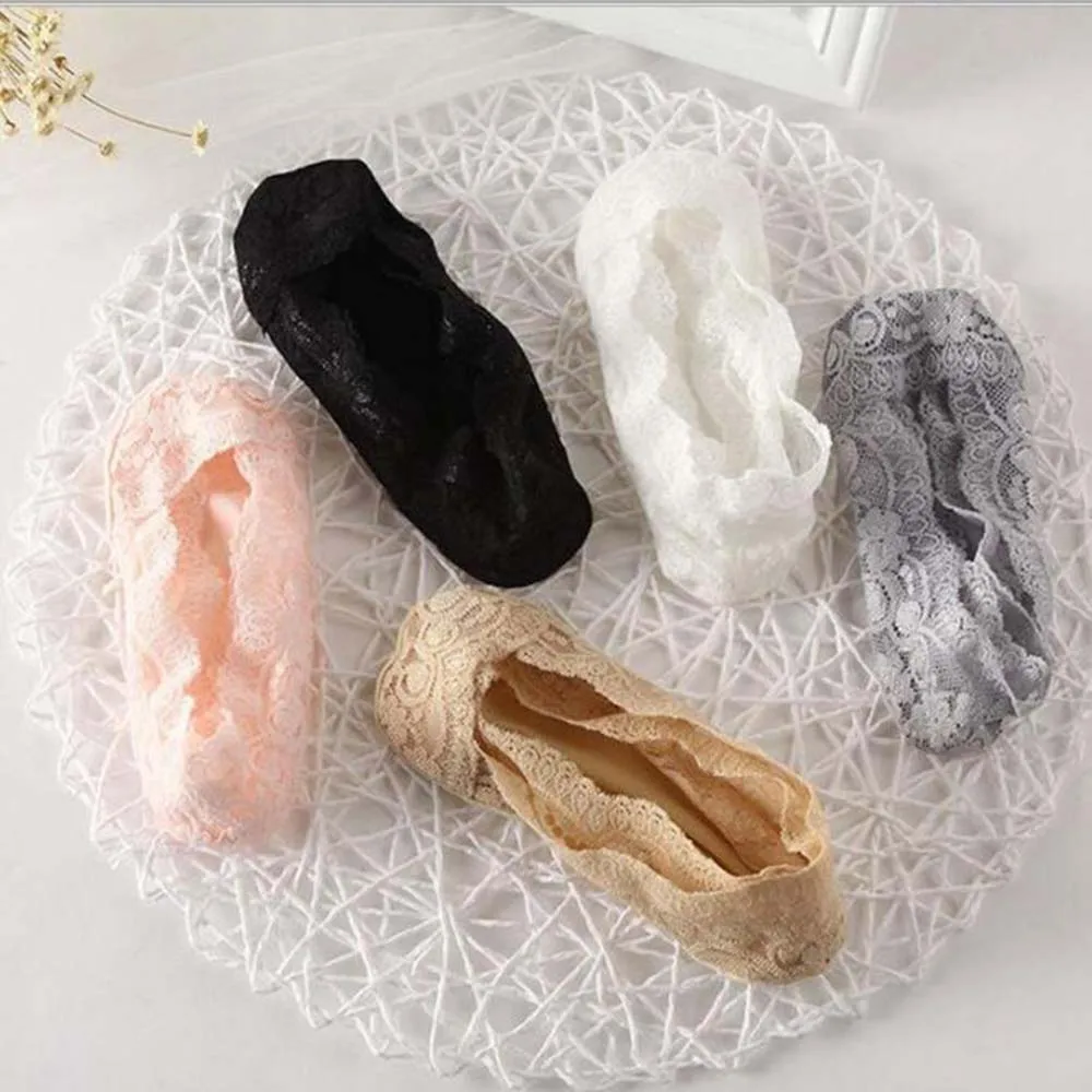 Коллекция 1/3 года, летние кружевные носки-башмачки для женщин и девочек Нескользящие тапочки с хлопковой подошвой Нескользящие высококачественные носки