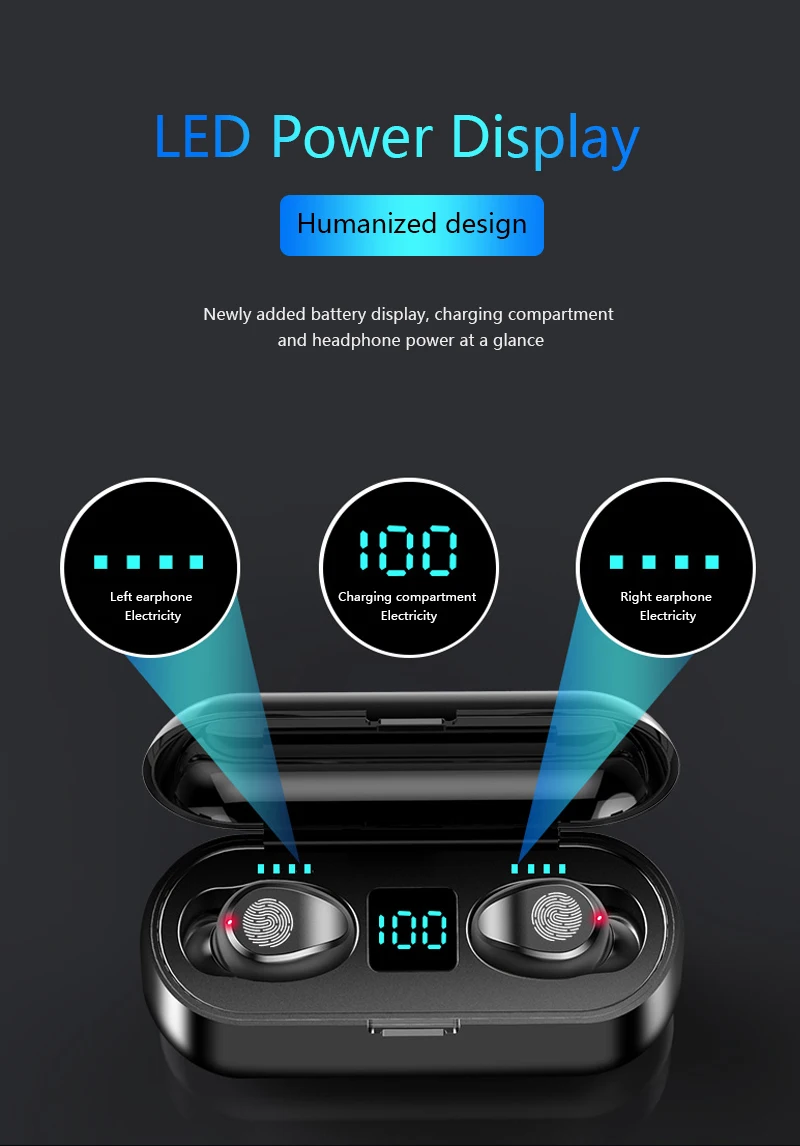 Мини TWS беспроводные Bluetooth наушники спортивные Bluetooth 5,0 наушники супер бас наушники с светодиодный дисплеем