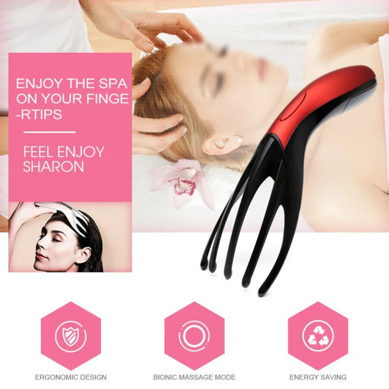Vibration Head Massager Finger Gripper Claw Body Scalp Massage Relax Comb Relief Fatigue Shiatsu Portable Health Care