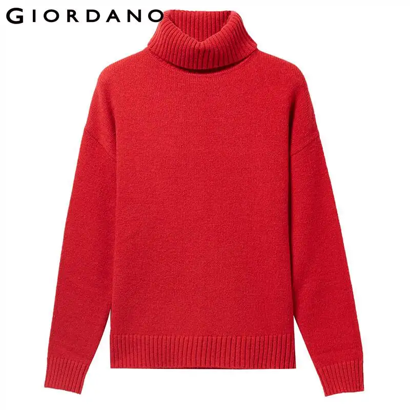 Giordano женские свитера однотонный пуловер с высоким воротом 5 игл Вязание прочный Blusa De Frio Feminina 05359857