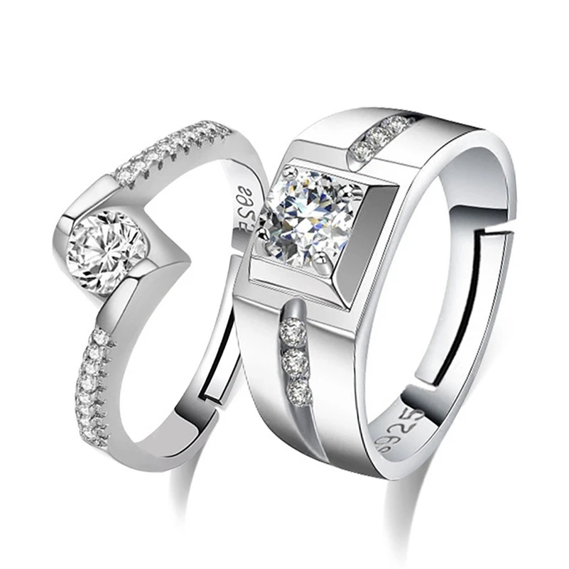 Ювелирное кольцо 925 пробы с бриллиантами, с открытым кольцом, в Корейском стиле, подарок на день Святого Валентина, в форме сердца, кольцо для пары, ювелирные изделия Anillos De Bizuteria
