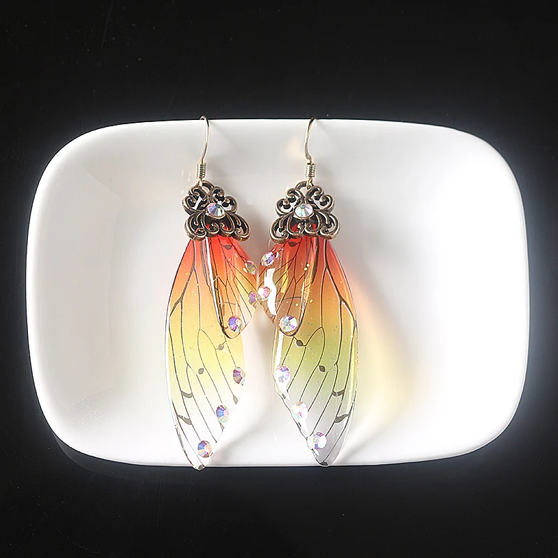 Butterfly Wing Earrings Colorful Unique Fairy Wing Drop Earrings Fashion Insect Jewelry For Women Girls Jewelry Gifts