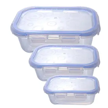 

3Pcs Glass Lunch Boxes Durable Heat Resistant Practical Utility Food Containers