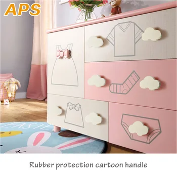 Children Rubber Door Handles Cute Pink Heart Star Moon Cloud Kitchen Cabinet Knobs and Handles Furniture Handle Drawer Pulls