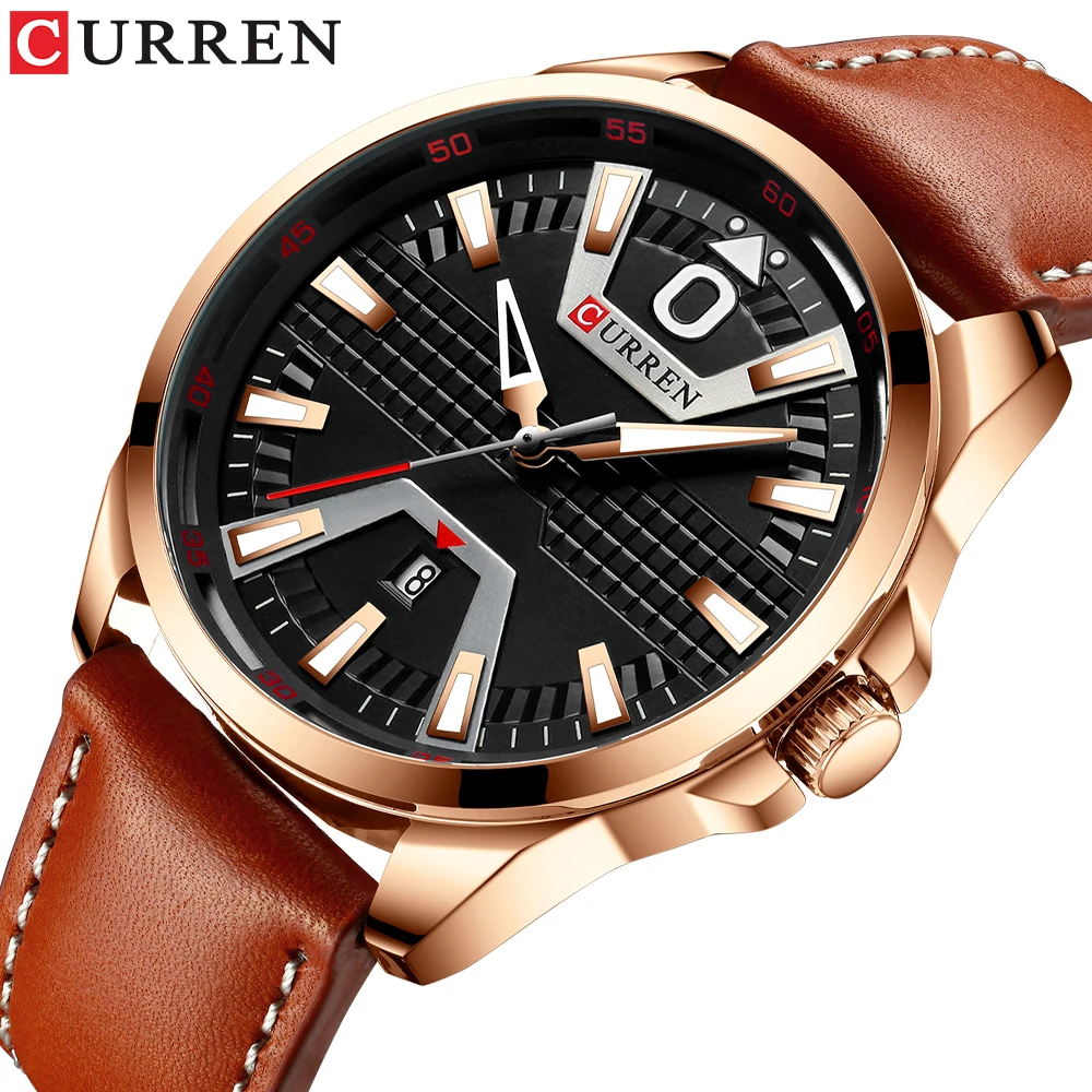 

Curren Men Watches Luxury Brand Casual Quartz Watch Big Dial Male 's Sport Waterproof Wristwatch Complete Calendar Leather Clock