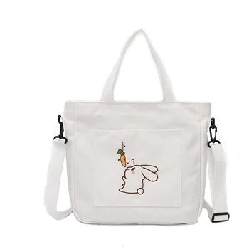 

Girls cartoon solid color canvas bag college student class bag messenger bag shoulder bag small bag