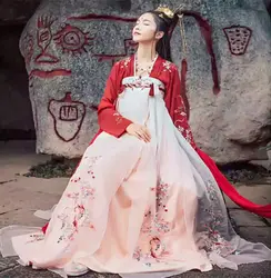 Женские костюмы для косплея Карп вышитые Hanfu сказочная одежда в китайском стиле женские роскошные красивые красные розовые наборы ханфу