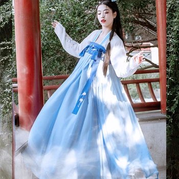 

Hanfu Women Blue Fairy Dress Cosplay Costume Stage Performance Clothing Girl Traditional Festival Outfit Hanfu Skirt Suit 3266