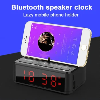 

LED Alarm Clock With FM Radio Wireless Bluetooth Speaker Subwoofer Mobile Wireless SD TF Card Mini Speaker