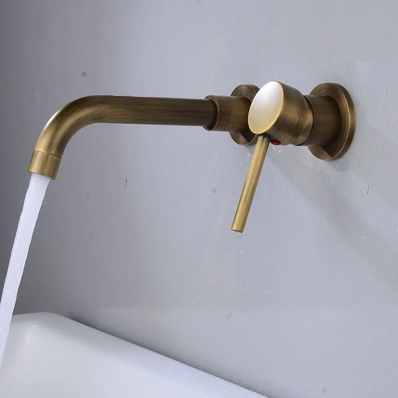 

Ou dark outfit embedded wall with concealed embedded water basin lavatory faucet hot and cold wall sink dark bronze