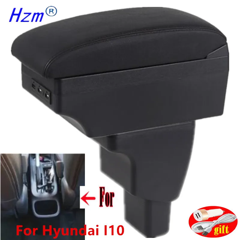 For Hyundai I10 Armrest Box Styling Dcoration Accessories Armrest Center Storage Box With USB