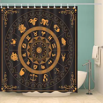 

12 Constellations Symbols Pattern Digital Print Shower Curtains for Bathroom Decor,Polyester Waterproof Fabric Bath Curtain with