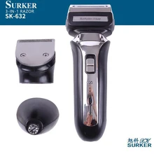 Surker, электрический триммер для волос, SK-632, 3 в 1, перезаряжаемая электробритва, бритва, триммер для волос в носу, клипса, моющаяся
