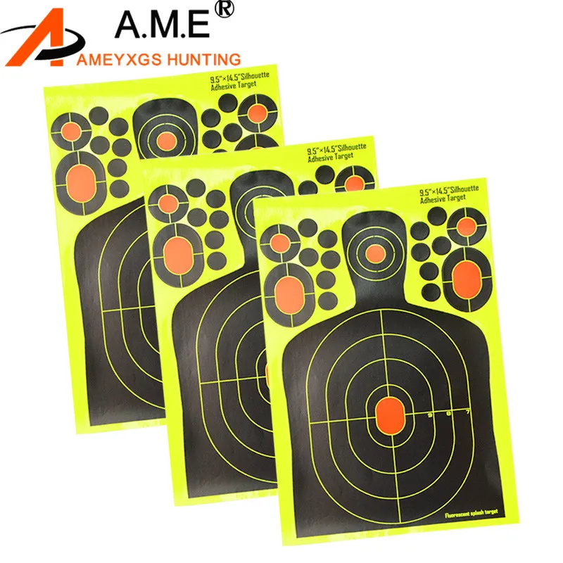 

9.5"x14.5" Archery Target Shooting Paper Range Reactive Splatter Fluorescence Self Adhesive Practice Hunting Accessories