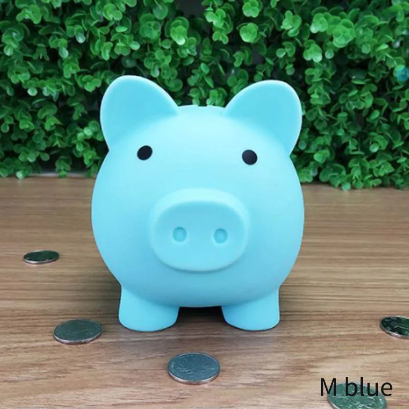 1Pcs Piggy Bank Money Boxes Coins Storage Box Birthday Gift Children Toys Cartoon Pig Shaped Money Saving Case Home Decor - Цвет: M blue