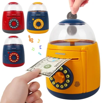 

Electronic Piggy Bank ATM Password Money Box Cash Coins Saving ATM Bank Safe Box Auto Scroll Paper Banknote Gift For Kids