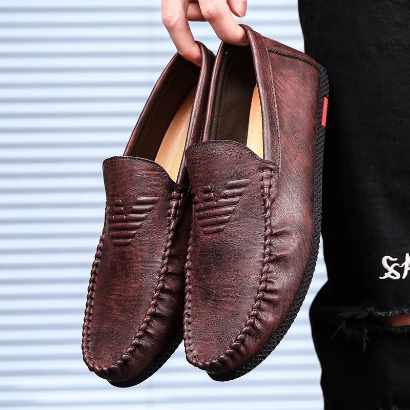 2020 New Fashion Men Loafers Soft Moccasins High Quality Spring Autumn Genuine Leather Shoes Men Soft Flats Driving Shoes