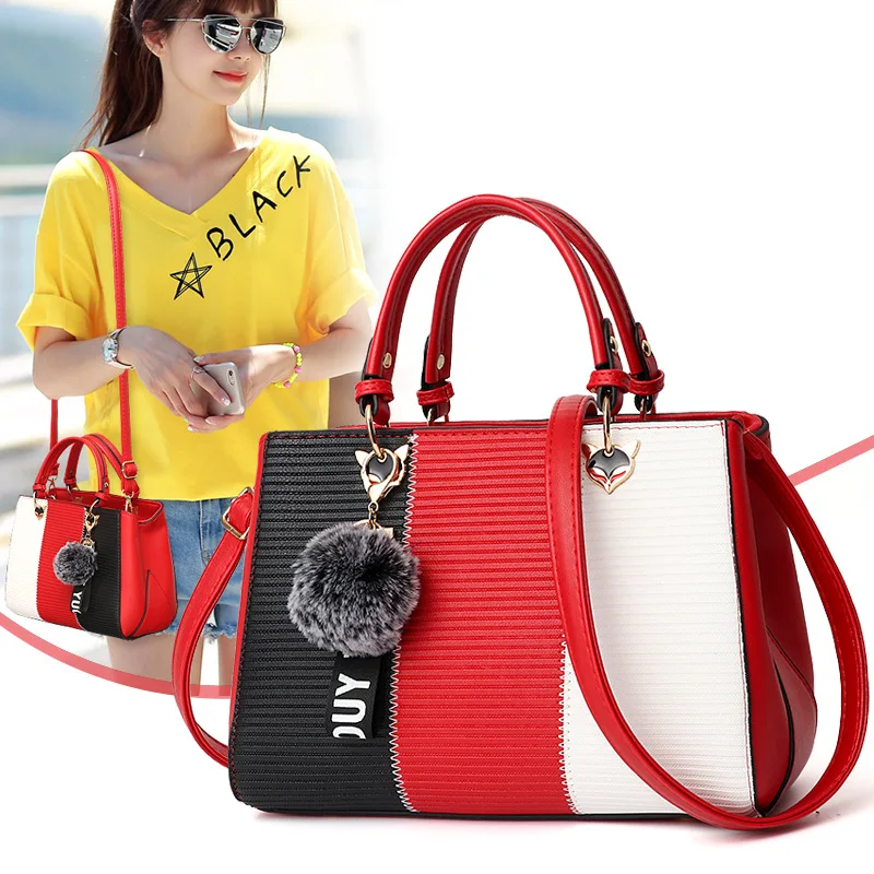 

2018 Autumn And Winter Hot Selling Stripes Contrast Color Handbag Shoulder Bag Korean-style Style Bag Manufacturers Direct Selli