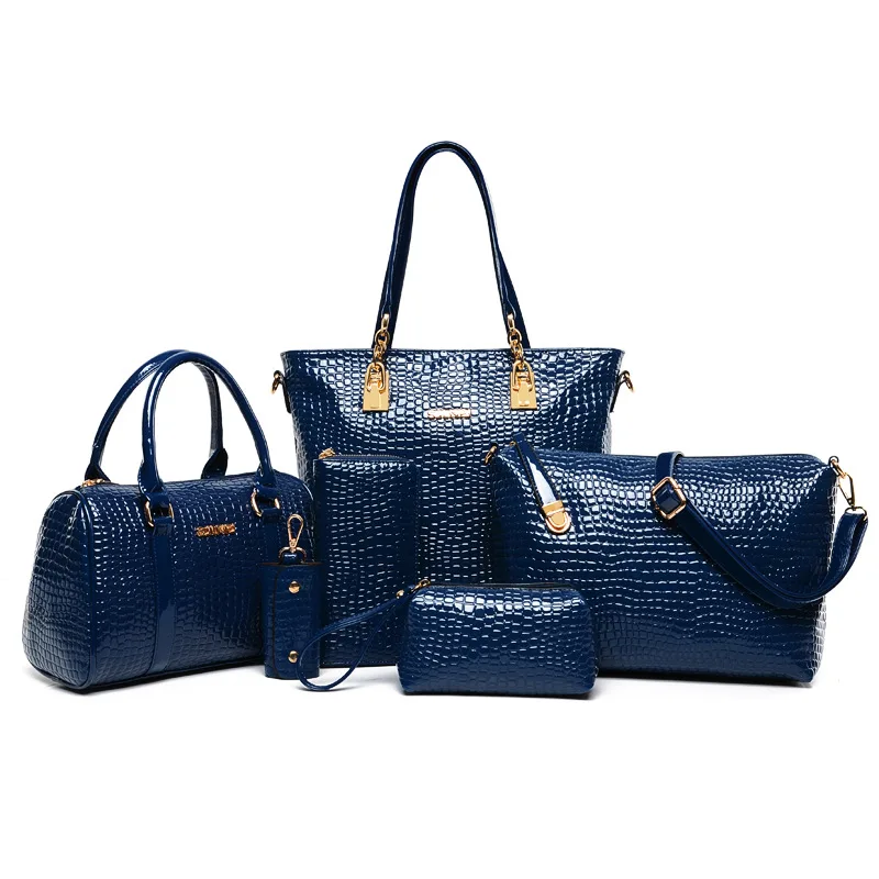 

2016 New Style Fashion Crocodile Pattern WOMEN'S Bag Special Offer Six Pieces Set Different Size Bags Europe And America Hot Sel