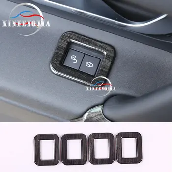 

4x Black Wood Door Lock Buttons Frame Trim For Land Rover Discovery Sport 15-18