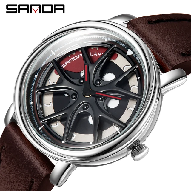 erkekler araba janti hub donen kadranli saat araba kol saati deri ozel baski degil jant hub saatler adam relogio masculino quartz watches aliexpress