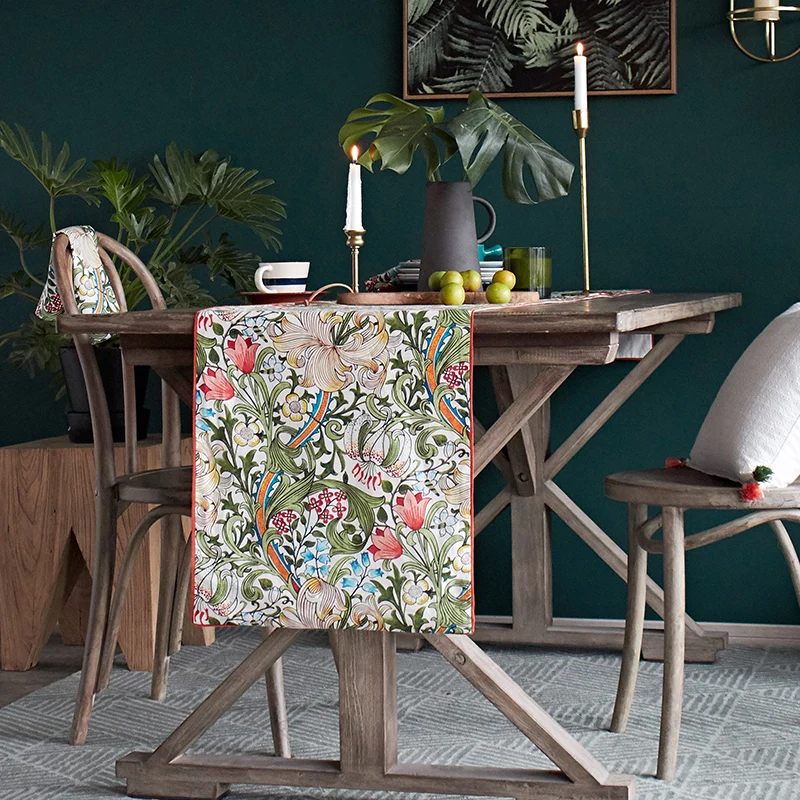 

Hedge floral cotton table runner cloth tafelloper 1pc customizable