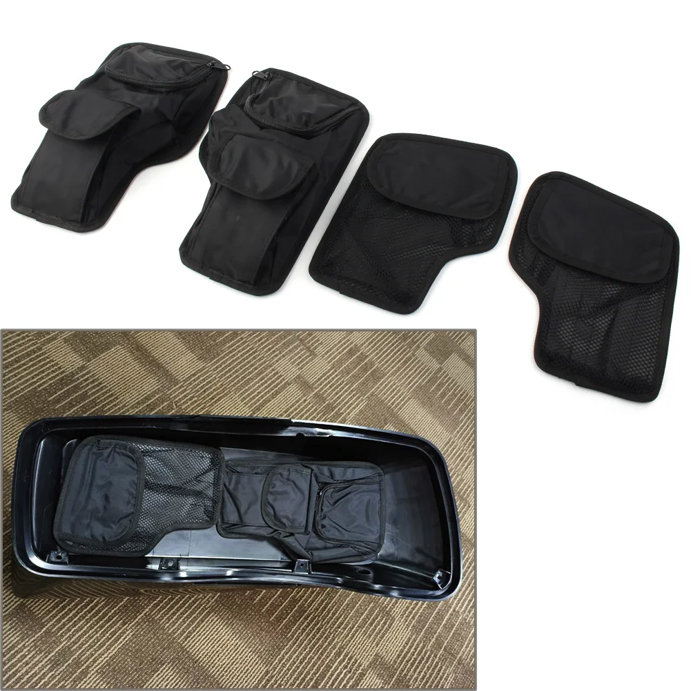 

4pcs/set Motorcycle Hard Saddle Bags Trunk Wall Organizer Storage Bag For Harley Electra Glide 1996-UP Motorbike Parts