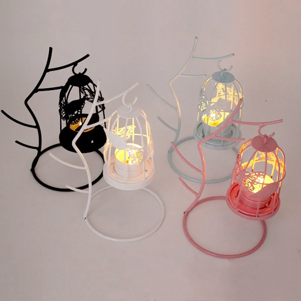 1PC Candle Holder Bird cage shape Twig Wrought Iron Candlestick Can Be