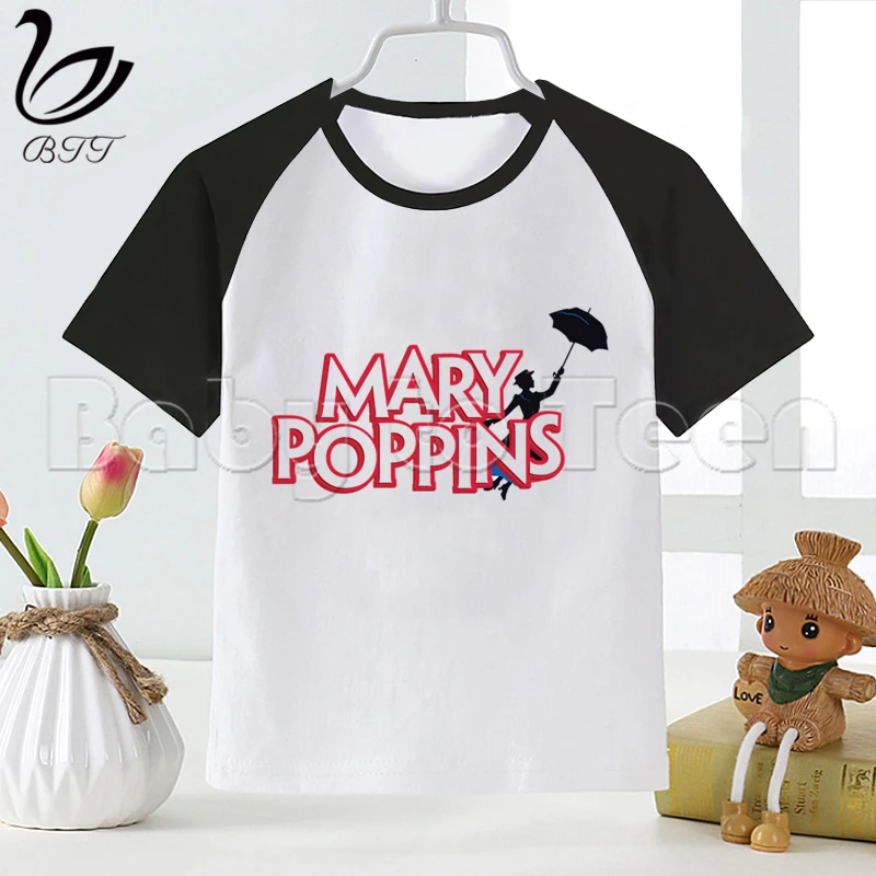 

Mary Poppins NEW White T-shirt New Print Girls T Shirt Short Sleeve O-neck Summer Tops Kid Casual Children Tshirt