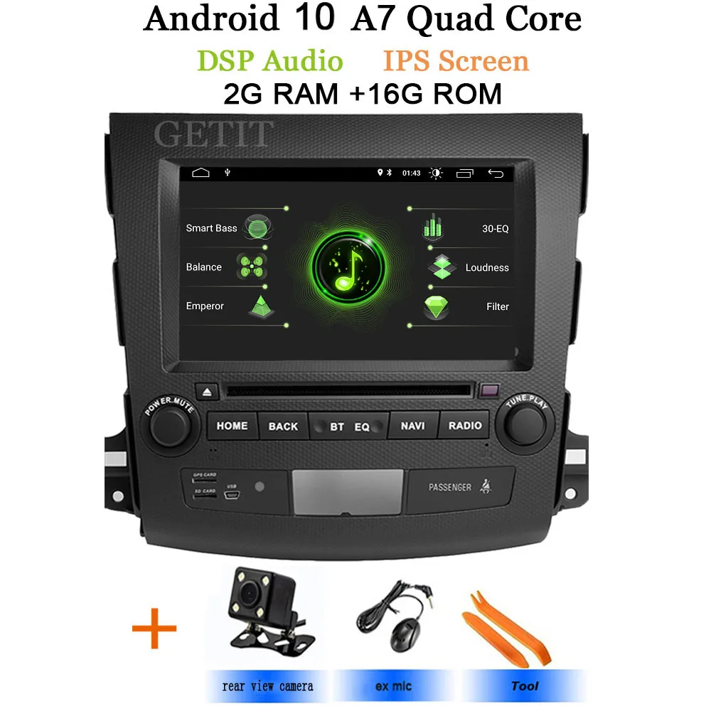 DSP чип ips Android 10 в тире автомобильный стерео dvd-плеер gps для Mitsubishi Outlander 2007-2012 peugeot 4007/Citroen C-Cross радио - Цвет: DSP-IPS-2G-Rear cam