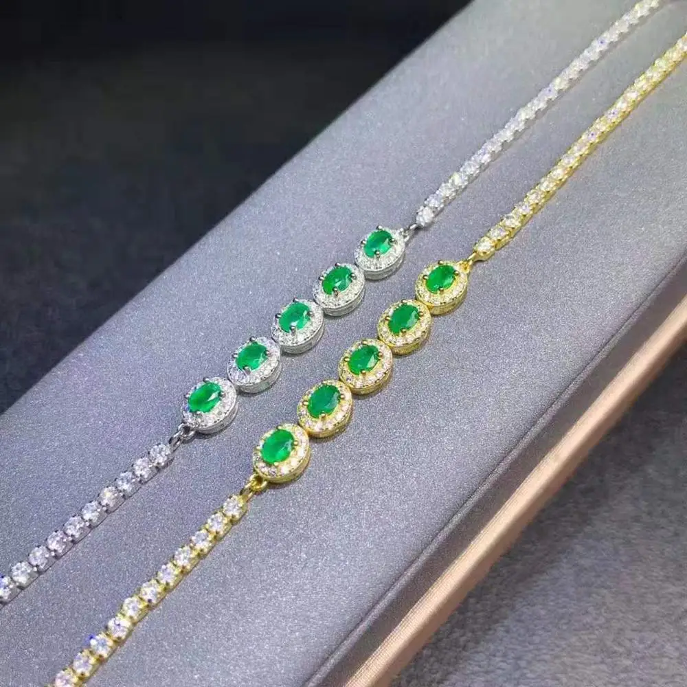 High quality natural emerald S925 bracelet fashion classic for women