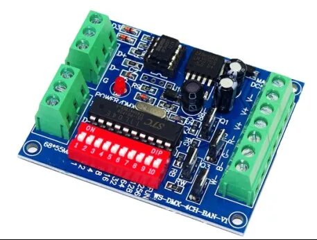 

RGBW 4CH DMX512 Decoder Board, 4-channel DMX Decoder DMX Controller DC5V-24V Output